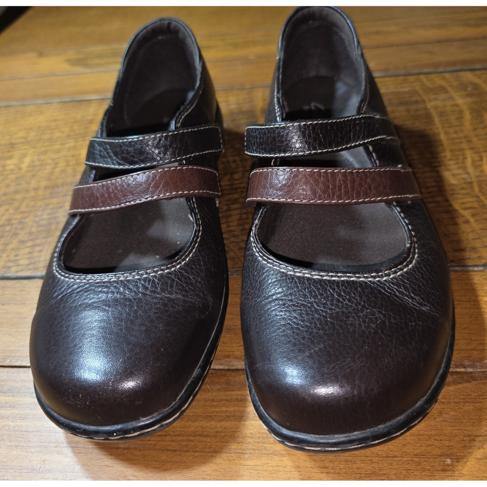Clarks Bendables Two Strap Mary‎ Jane Brown Leather Shoes 80623 Womens 7M